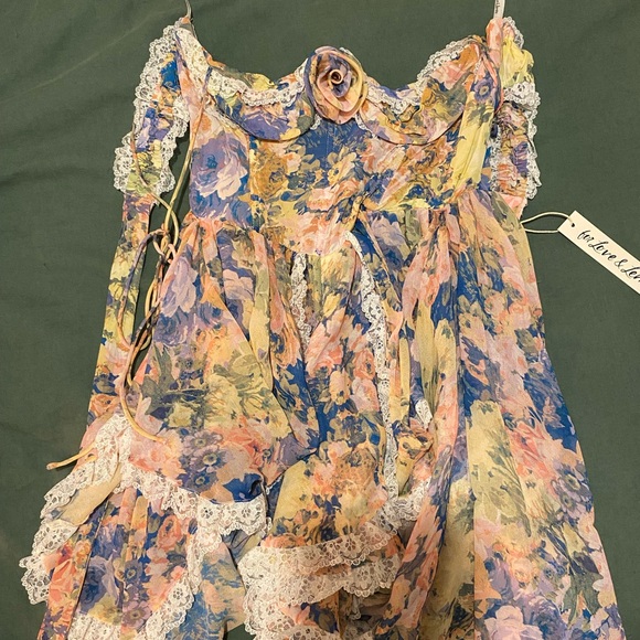 For Love And Lemons Pastel Floral Asymmetrical Dress - Picture 2 of 2